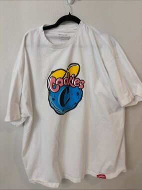 Cookies White Short Sleeve Graphic Tee - Yellow & Blue Logo